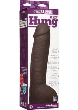 Vac U Lock UR3 Hung Realistic Cock Attachment Black 12 Inch
