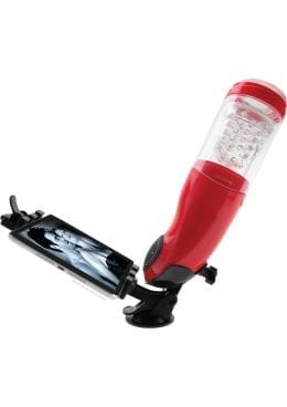 Pipedream Extreme Toyz Rechargeable Mega-Bator Mouth Masturbator - Mouth- Red/Clear
