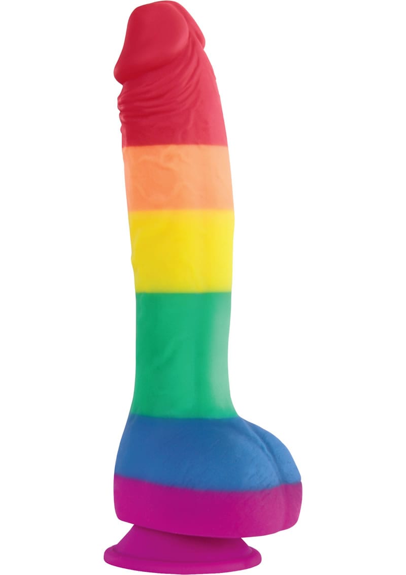 Colours Pride Edition Realistic Silicone Dildo With Balls Multicolor 8 Inch