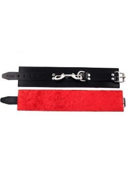 Rouge Fur Ankle Cuffs Leather And Fur Black And Red