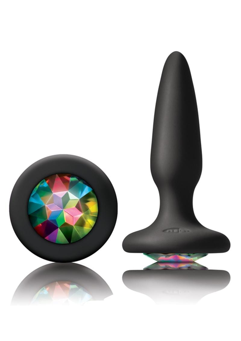 Glams Mini Silicone Black Anal Plug Rainbow Gem 3.3 Inch