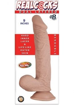 Realcocks Dual Layered 08 Bendable Dildo Waterproof Flesh 9 Inch