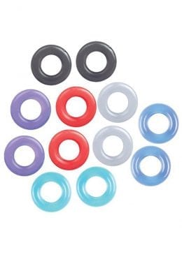 The 9`s - Baller`s Dozen 12 Piece Cock Ring Set - Assorted Colors