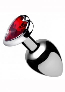 Booty Sparks Red Heart Anal Plug Red and Silver Large