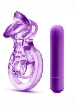Pwm Lick It Cock Ring Purple Vibrating Waterproof
