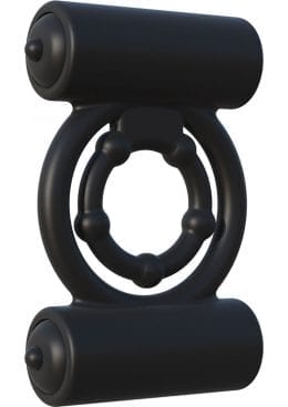 Fantasy C Ringz Extreme Double Trouble Vibrating Silicone Cockring Waterproof Black