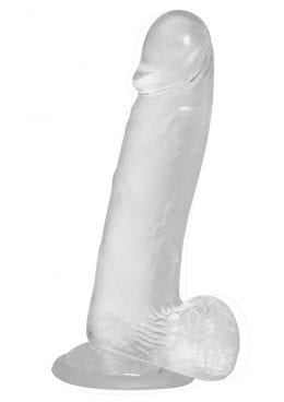 Crystal Addiction Dong 8 Inch Non Vibrating Suction Base Clear