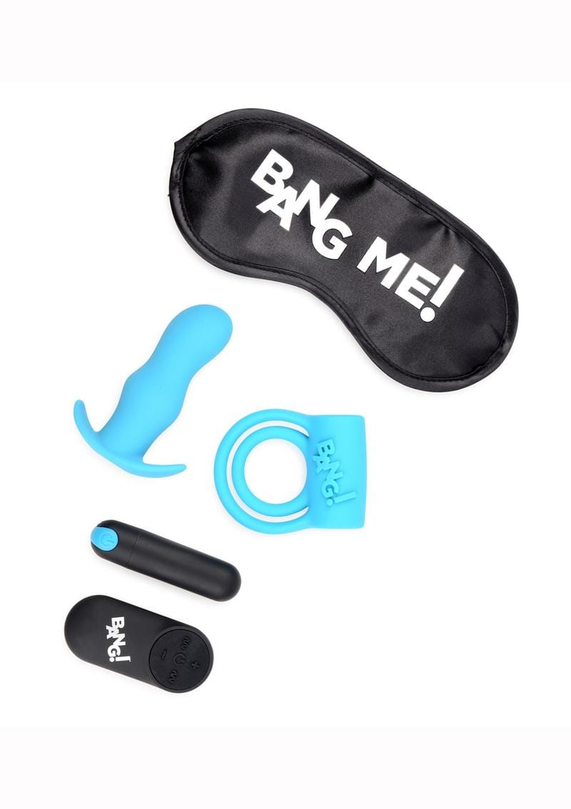 Bang! Duo Blast Plug And Cock Ring Kit (Set of 4) - Blue