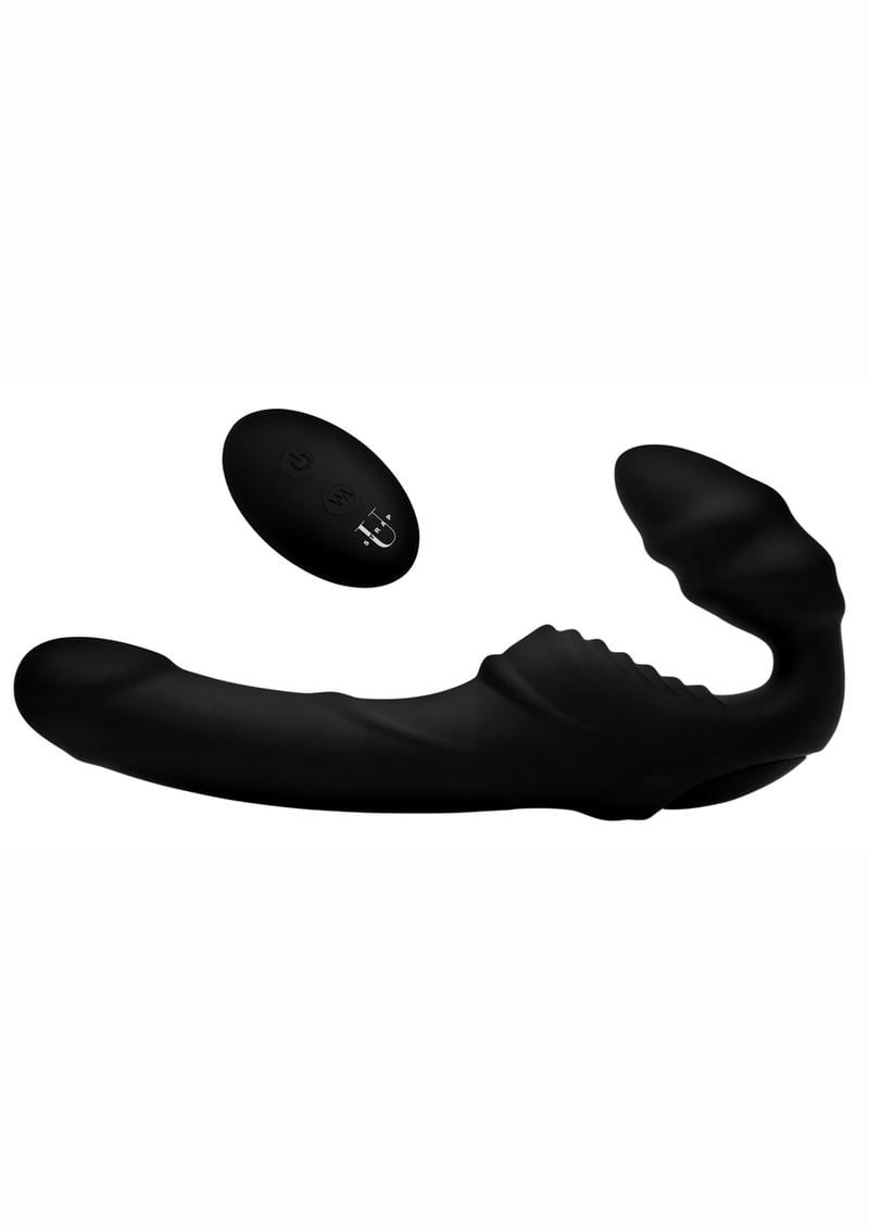 Strap U Pro Rider Rechargeable Silicone Strapless Strap-On with Remote Control - Black