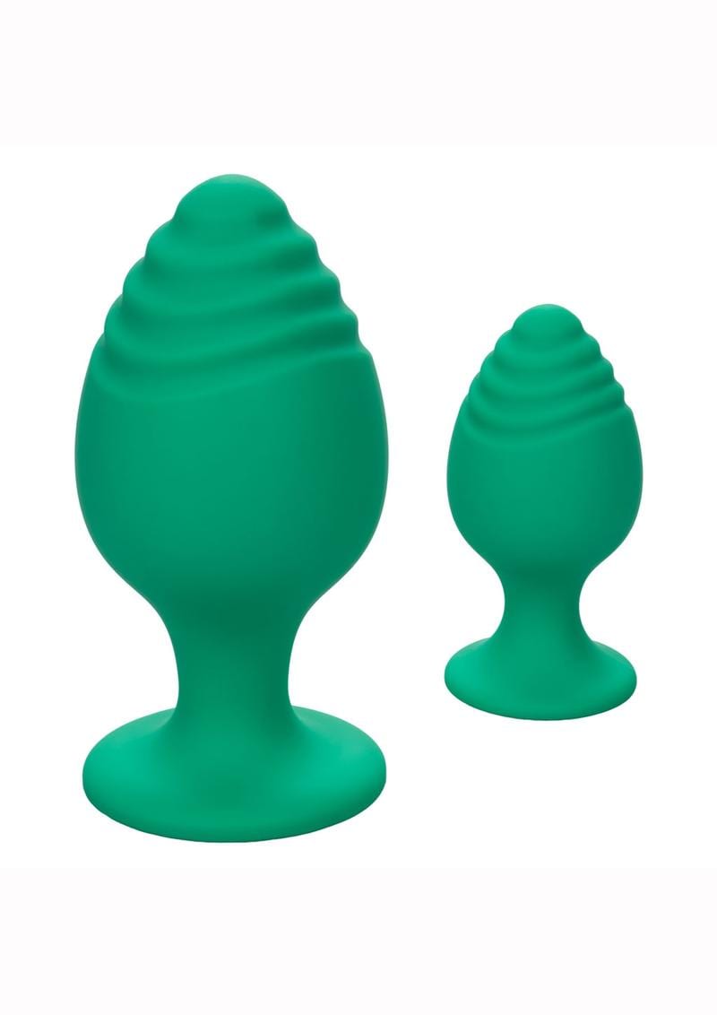 Cheeky Silicone Textured Anal Plugs Large/Small (Set of 2) - Green