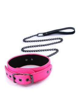 Electra Play Things PU Leather Collar andamp; Leash - Pink