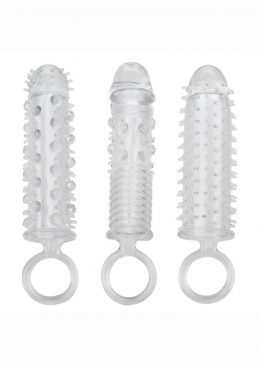 Textured Extension Set Penis Sleeves (3 piece) - Clear