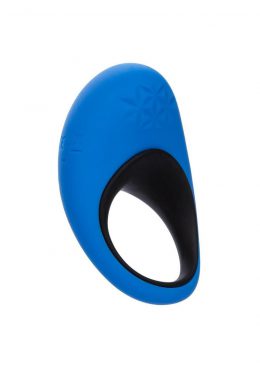 Link Up Remote Max Rechargeable Silicone Dual Stimulating Cock Ring with Remote Control - Blue/Black