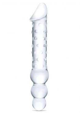 Glas Double Ended Glas Dildo with Anal Beads 12in - Clear