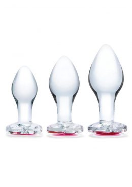 Glas Heart Jewel Glass Anal Training Set (3 Piece) - Clear