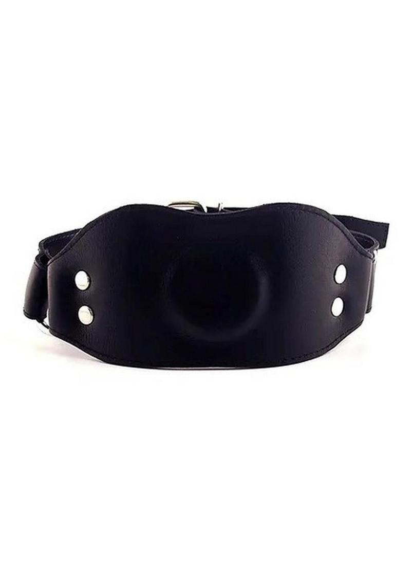 Rouge Strap-on Leather Gag with Dong - Black