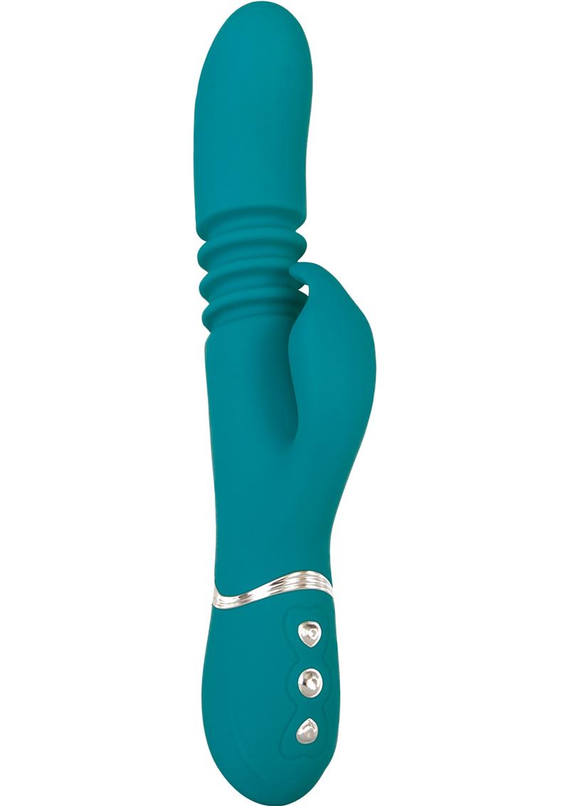 Adam and Eve Eve`s Rechargeable Silicone Thrusting Rabbit Vibrator - Green