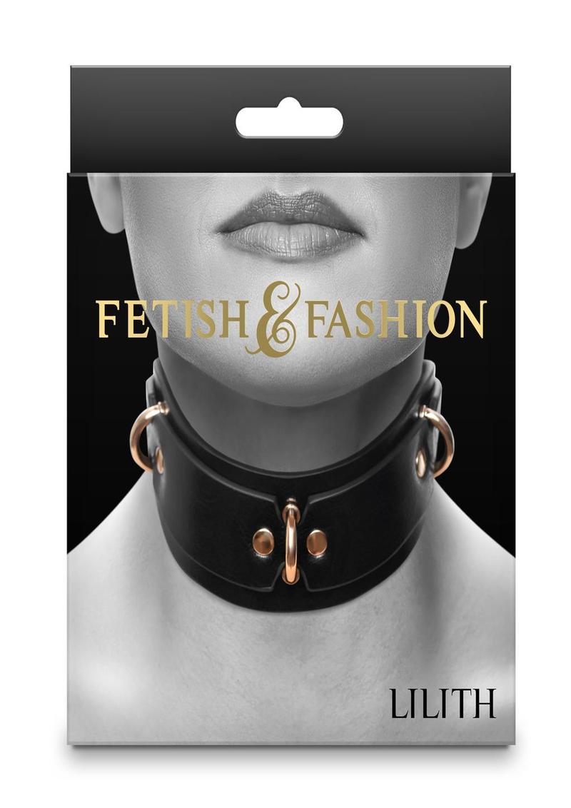 Fetish and Fashion Lillith Collar - Black/Gold