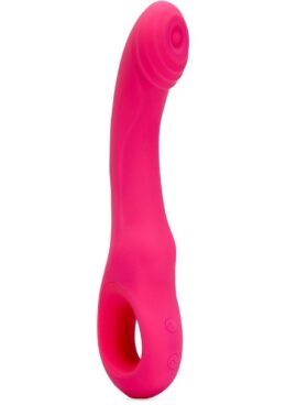 Nu Sensuelle Rhapsody Rechargeable Silicone Single Tapping Vibrator with Clitoral Stimulation - Deep Pink