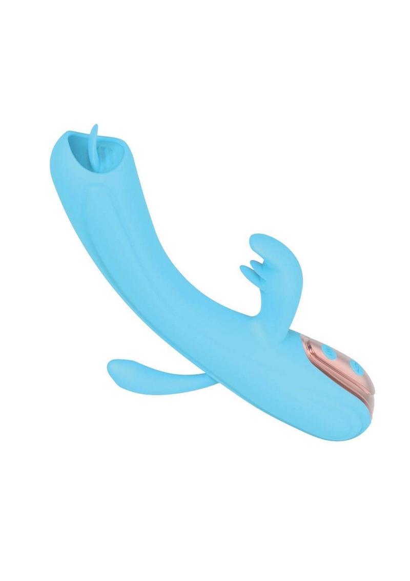 My Secret Fantasy Rechargeable Silicone Flickering Tongue Vibrator - Blue