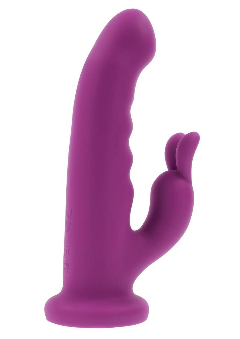 Playboy Fluffle Rechargeable Silicone Rabbit Vibrator - Purple