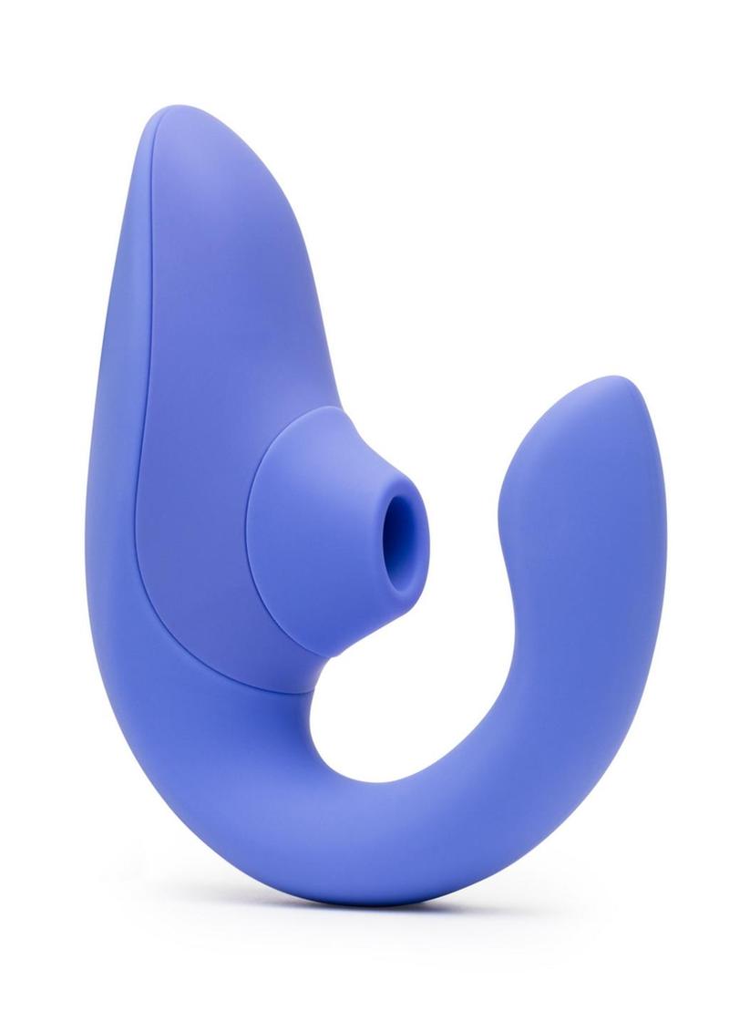 Womanizer Blend Rechargeable Silicone Vibrator with Clitoral Stimulator - Vibrant Blue