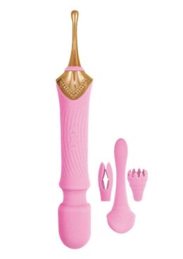 Goddess Pink Elegance Rechargeable Silicone Duel End Massager - Pink