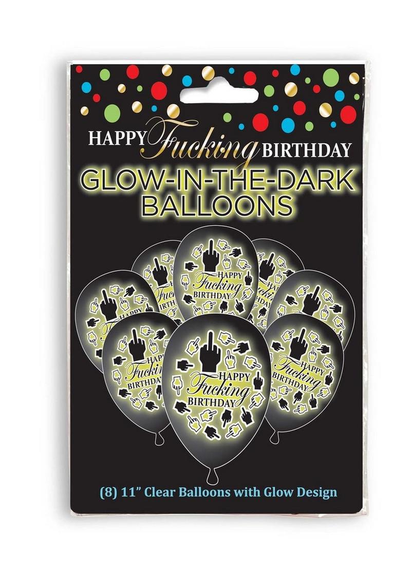 Happy F`ing Birthday Glow in The Dark Ballons (8 per Pack)