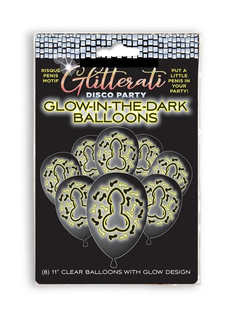 Glitterati Penis Glow in The Dark Ballons (8 per Pack)