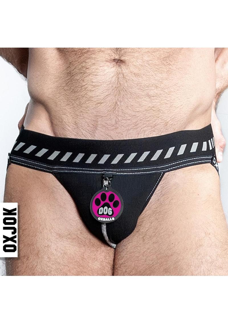 Dog Pack Pup Taggers 7-Tag Dog Jock - Black/Silver - Medium