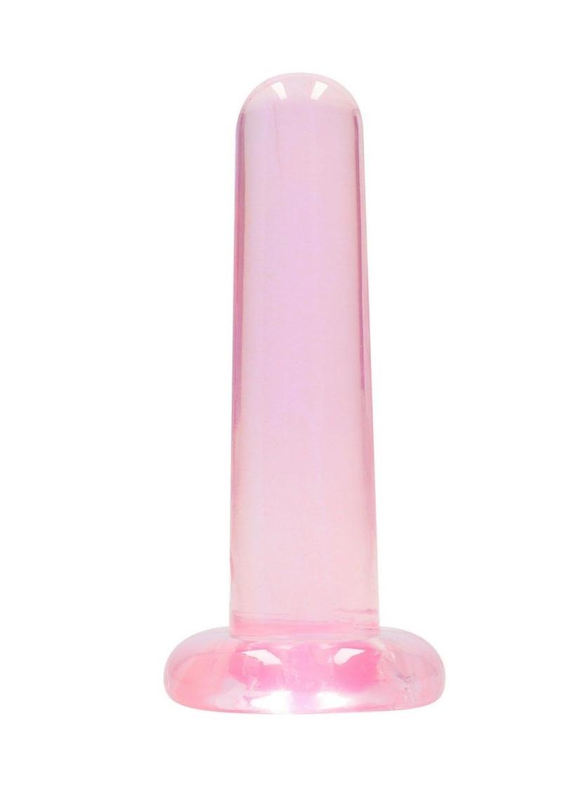 RealRock Crystal Clear Non Realistic Dildo with Suction Cup 5.3in - Pink