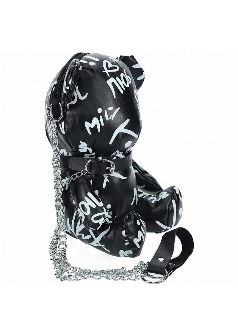 S-Line Bear Bag Pleather Writing - Black