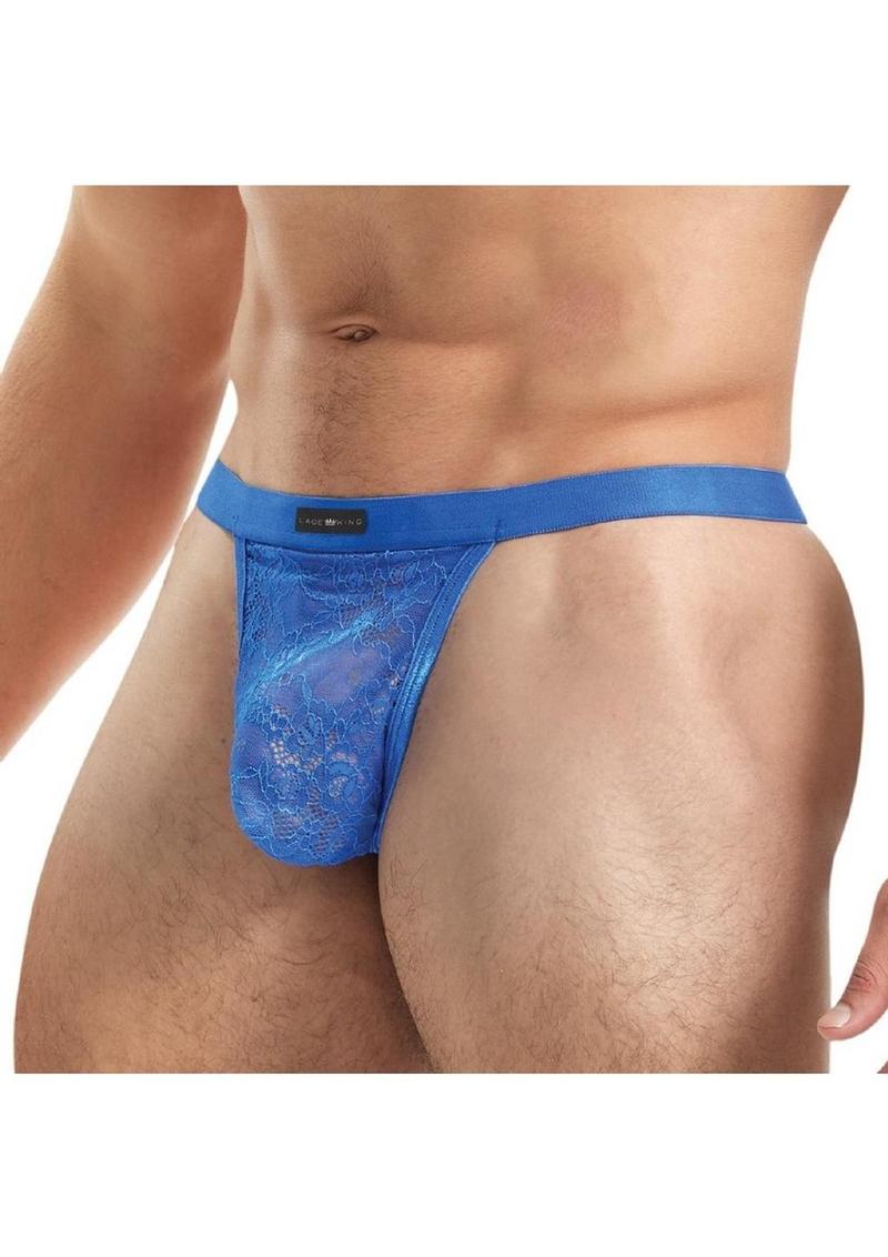 Lace King Lace G-String - Large/XLarge - Blue