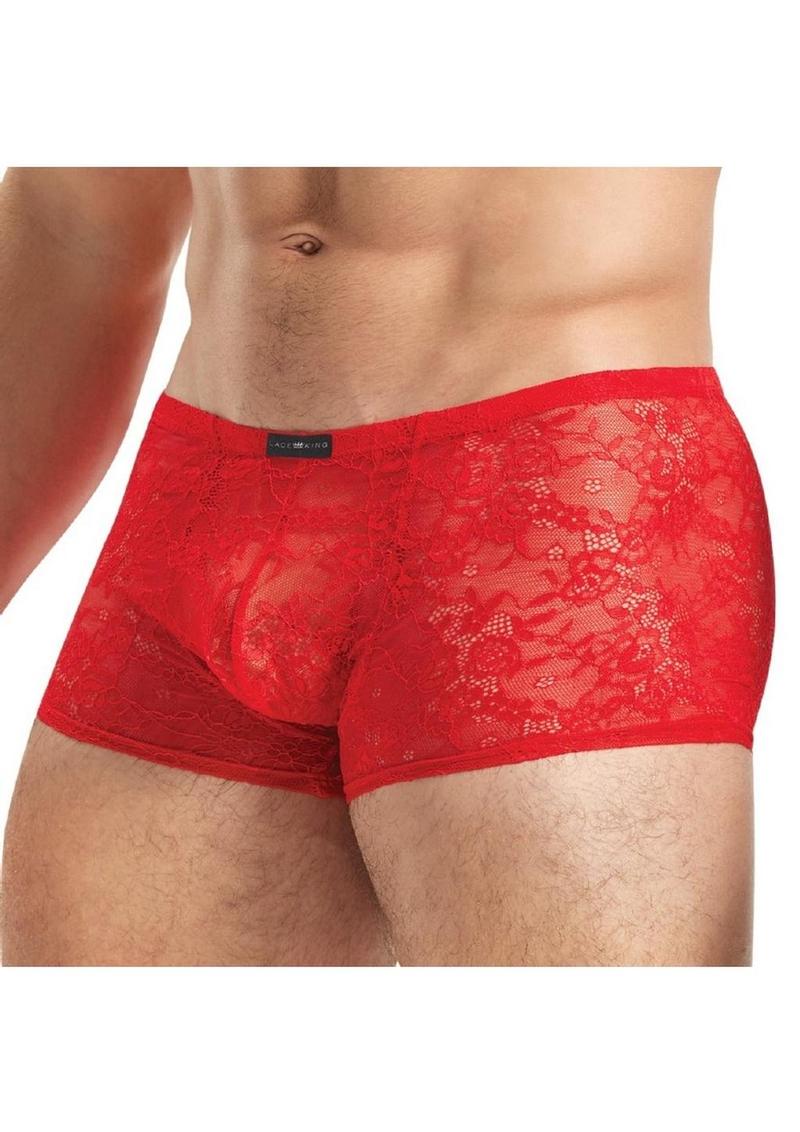 Lace King Lace Boxers - Large/XLarge - Red