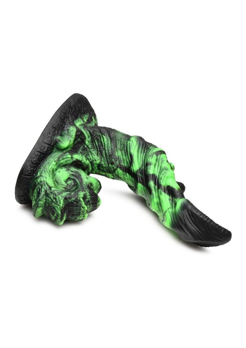 Creature Cocks Glowzilla Glow In The Dark Silicone Dildo - Green/Black