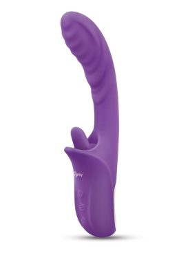 Bodywand G-Play Rechargeable Silicone Dual Stim Lick Me Out G-Spot Squirt Trainer Vibrator with Clitoral Stimulator - Purple